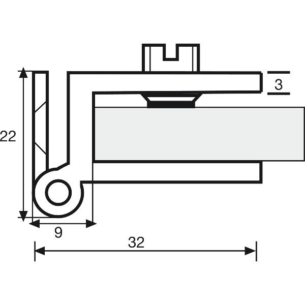 Glastürscharnier H25 R7 Glas 6 8 mm 32x25 mm Messing verchromt poliert