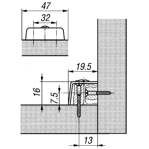 BLUM Schrankverbinder Compact, 19,5 x 16 x 47 mm, Kunststoff weiß
