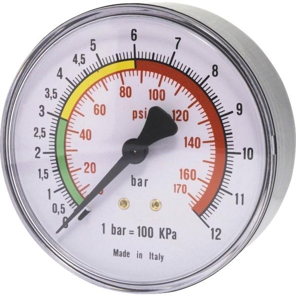 Druckluft Manometer 63 Mm 0 - 16 Bar Mit Außengewinde Hinten 1/4"