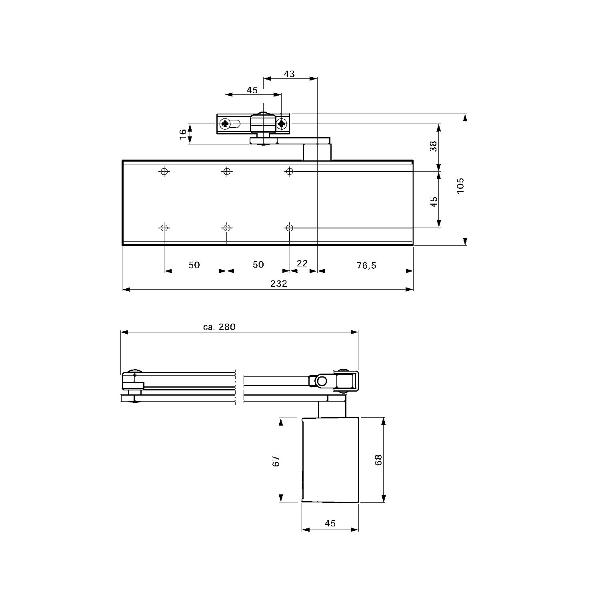 Produktbild von Dorma TS71 EN Türschließer Größe 3-4 – Verstellbar, Feuerfest, Silber – TS71 3/4