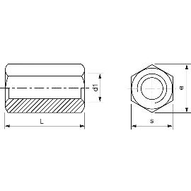 Dado Barra Filettata 3/8-16 Lotto Di 100 Dadi Di Accoppiamento Esagonali In Acciaio Zincato - Misura 3/8"-16, Lunghezza 1-3/4" Dadi Esagonali Zinco - Foto 4