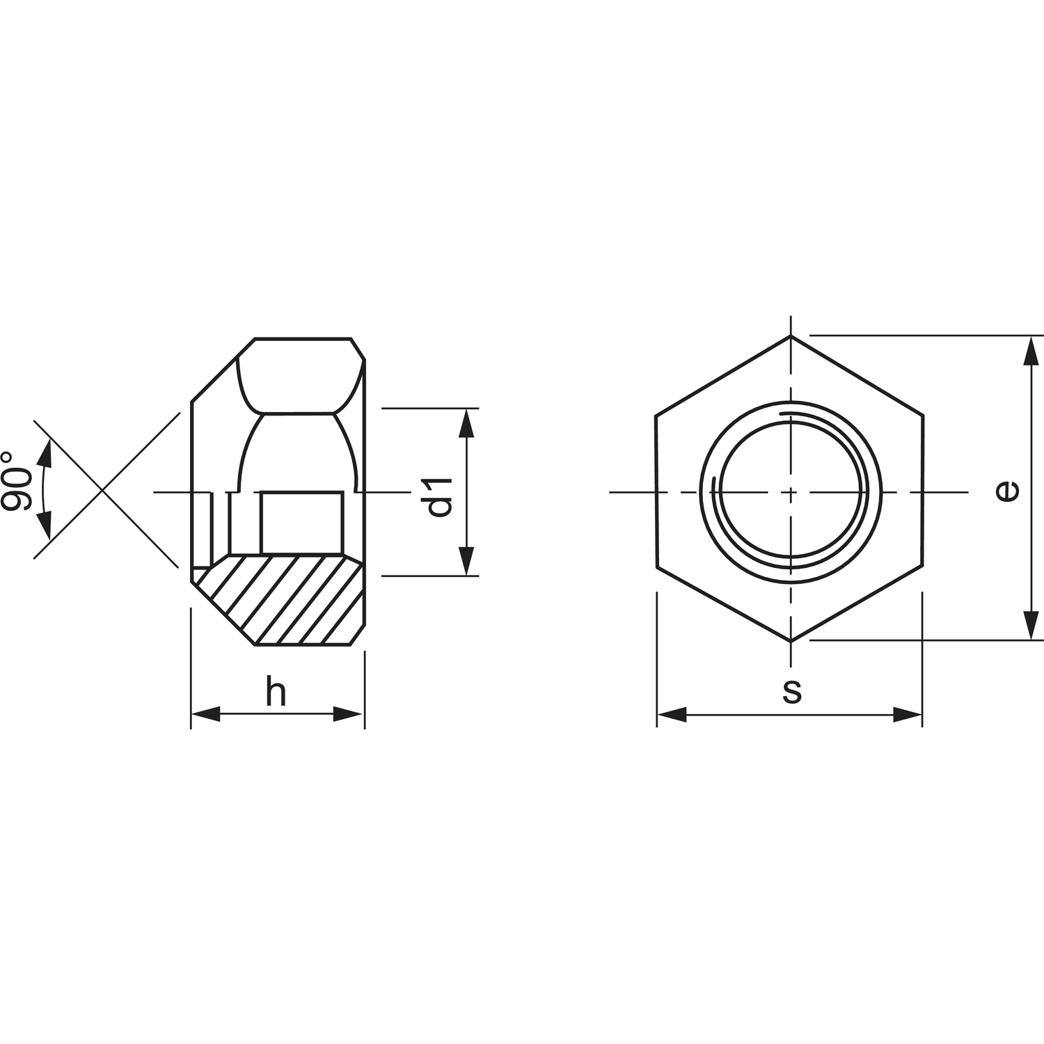 Dado Esagonale DIN 985 Con Parte Di Fissaggio M 24 X 1,5 8 (=M 5