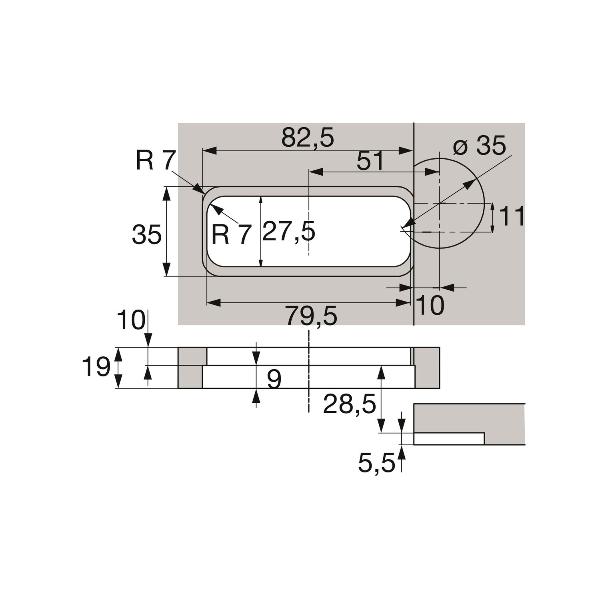 HETTICH Zahlenschloss für Schiebetür - Fixcode, rechts, schwarz