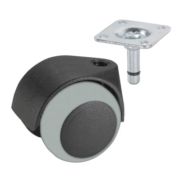 Parkett-Doppelrolle 40mm Kunststoff-schwarz