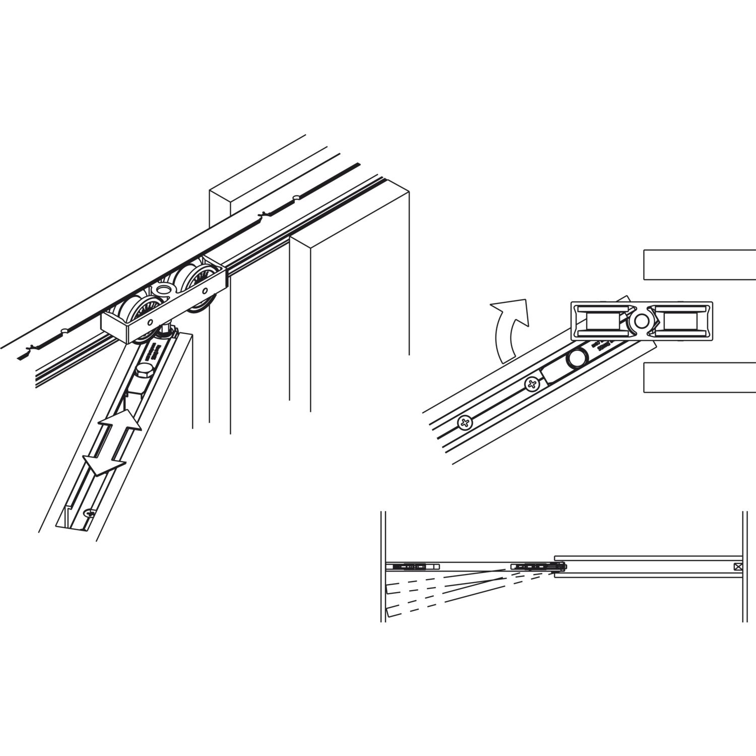 HAWAJunior 80/BPocket sada kování pro dřevo bez pojezdové kolejnice
