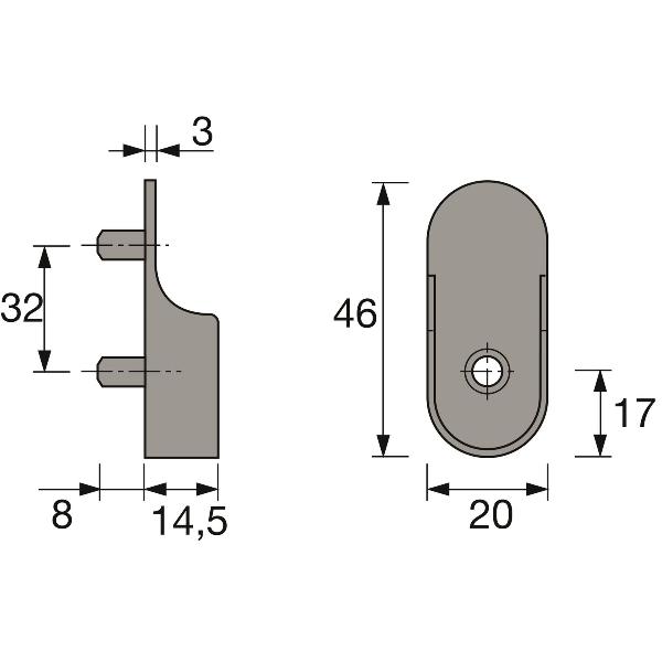 HETTICH Amari Schrankrohrlager Typ A zum Schrauben, Zinkdruckguss, Alu