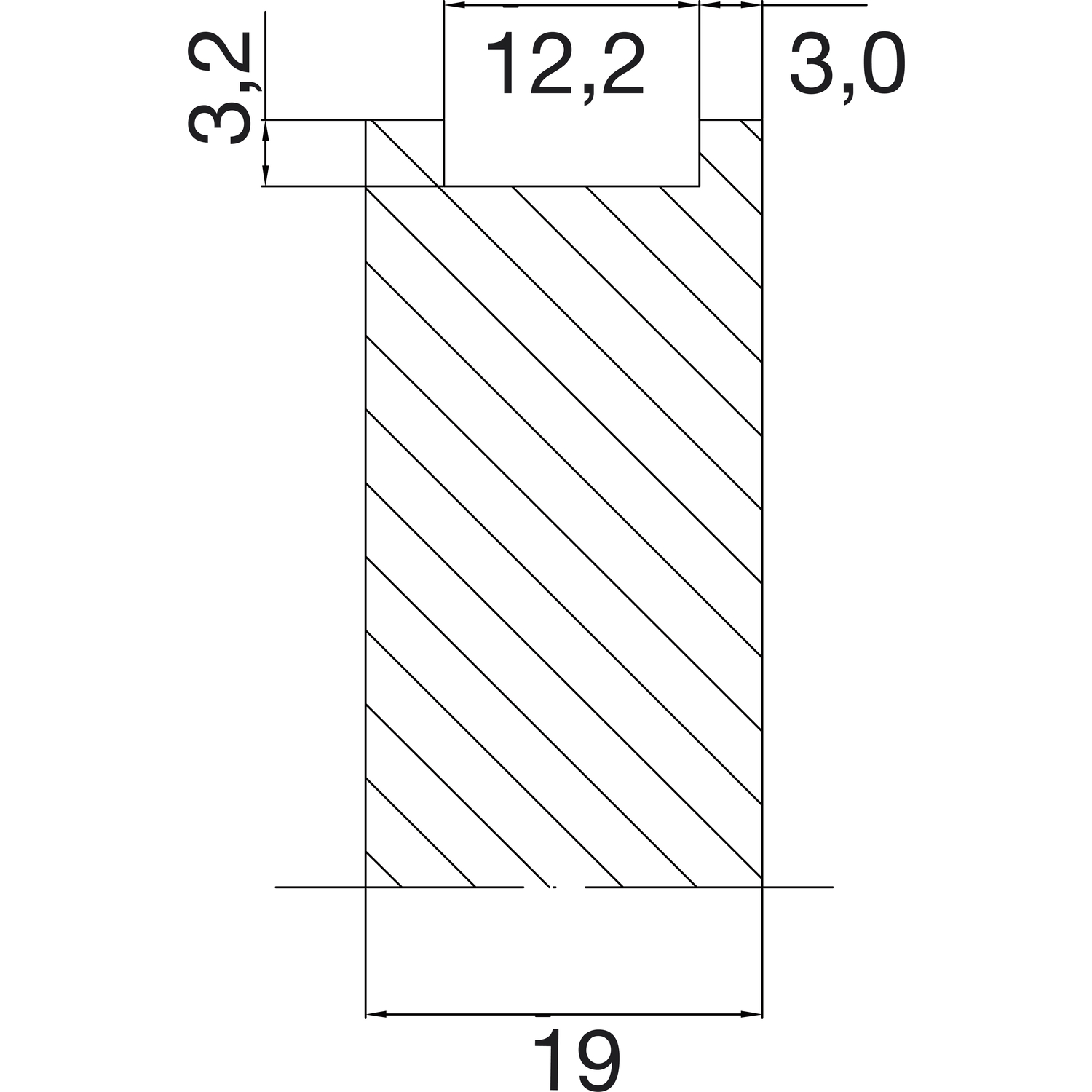 Frézovací schéma horní ukončovací profil/zadní stěna 19 mm