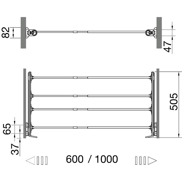 Schrankauszug Plus für Korpuslichte 600mm-1000mm,Aluminium/weiß