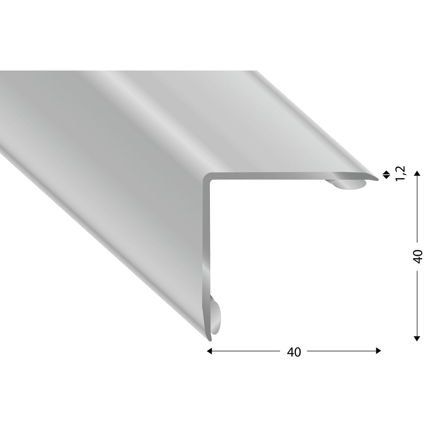 Mauerkantenprofil Edelstahl, selbstklebend, 40x40x1,2 mm, 1500 mm