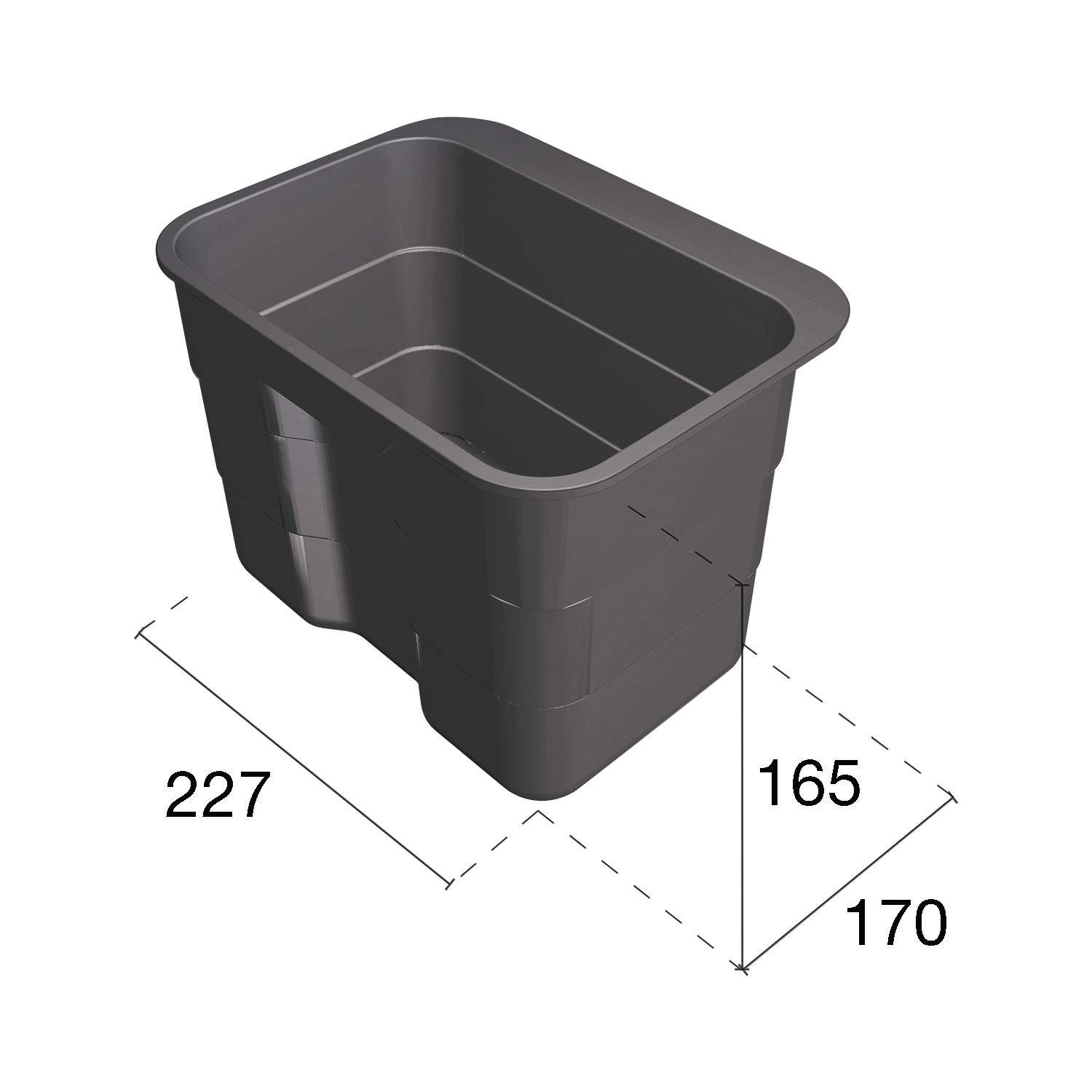 4,2 L dunkelgrau ninka Kunststoff Einhänge-Abfallbehälter biobin,227x165x170 