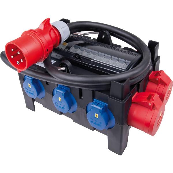 PCE Mobilverteiler Kunststoff Ischl tragbar 32A 6x250V/3x400V FI IP44