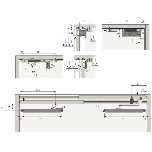 9115217 - SlideLine 55 Plus Guide Components - E Hettich