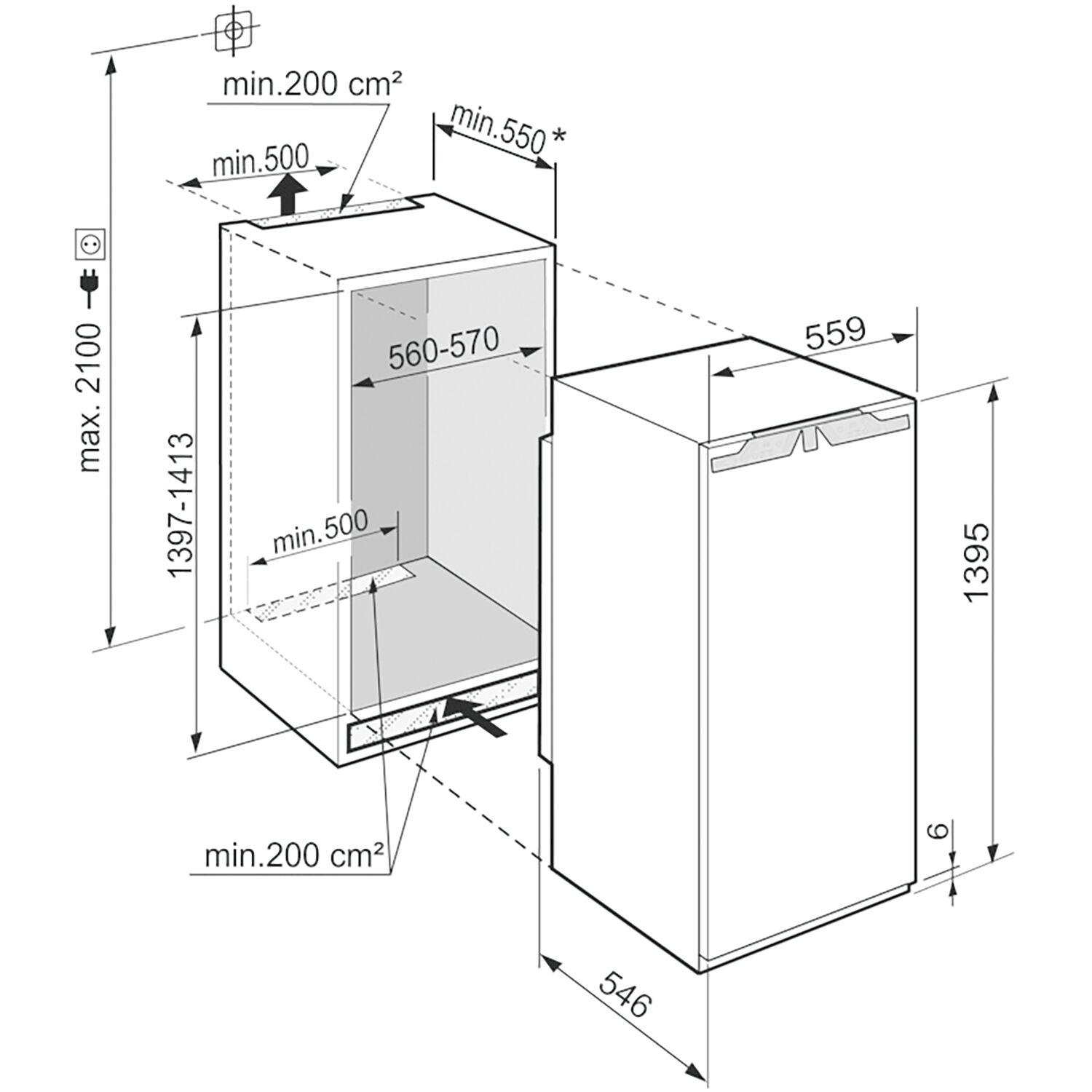 LIEBHERR Einbau-Kühlschrank IRBd 4521 mit Gefrierfach, 1400 mm | Kühlschränke