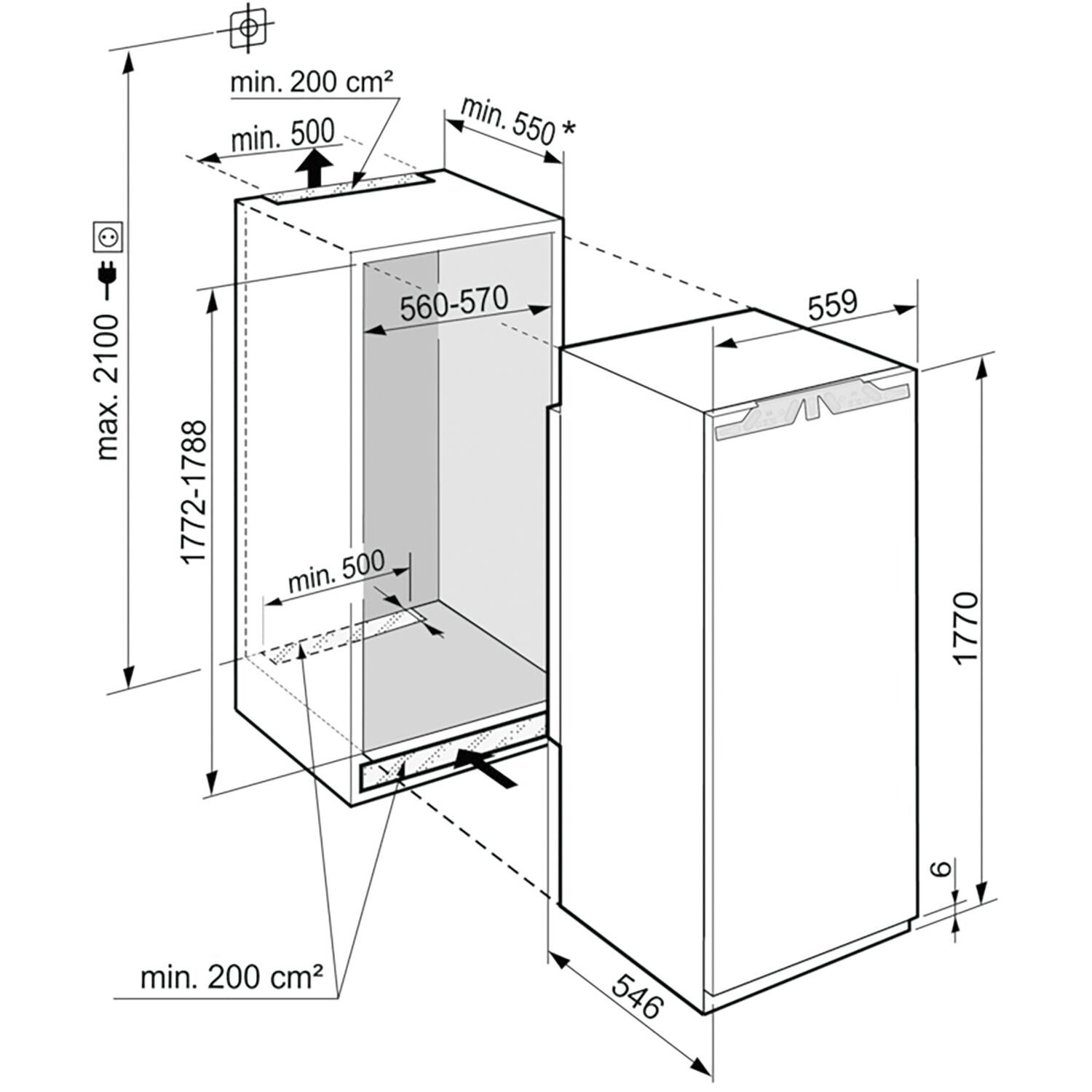 LIEBHERR Einbau-Kühlschrank IRBd 5151 mit Gefrierfach, 1780 mm