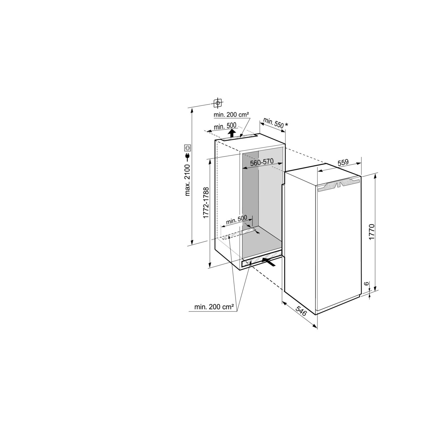 LIEBHERR Einbau-Kühlschrank IRBe 5120, 1780 mm