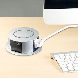 Obrázek produktu pro SOLIGHT zásuvkový modul PP120, 3 zástrčky, USB, bezdrát. nabíjení, barva hliník