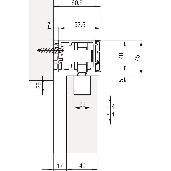 HAWAJunior 80/B garnitura okova za drvo, bez vodilice