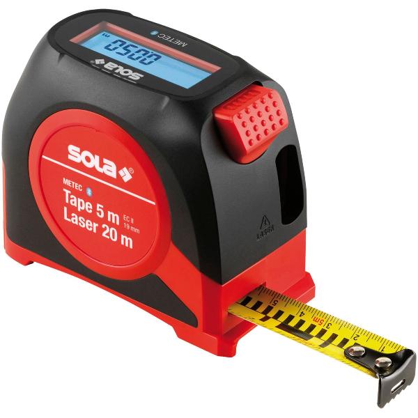 SOLA PRO-TM - Bandmaß 8m / 25mm - robustes Profi-Rollbandmaß mit Gürtelclip - Stahlband, gelb lackiert mit mm Skala - Genauigkeitsklasse I - Rollmeter mit beweglichem Endhaken - Länge 8m/25mm