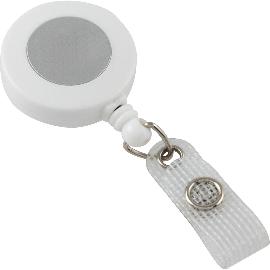 Artikelbild für IDENTA Kartenjojo rund mit Gürtelclip Silberdisk Nylonschnur L=600 mm weiß