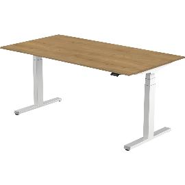 Artikelbild für Bürotisch Evo, elektrisch verstellbar, alufarbig, Platte 1400x800 Eiche Natur