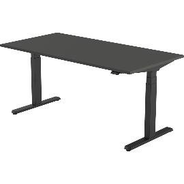 Artikelbild für Bürotisch Evo, elektrisch verstellbar, schwarz, Platte 1400x800 Graphitgrau