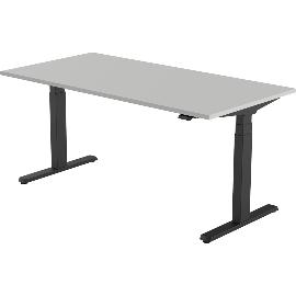 Artikelbild für Bürotisch Evo, elektrisch verstellbar, schwarz, Platte 1400x800 hellgrau