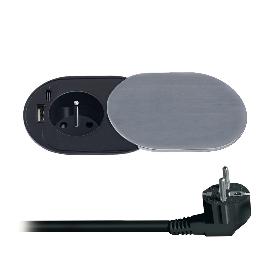 Obrázek produktu pro SOLIGHT vestavná zásuvka PP124 PD USB-A/C-nabíječka barva hliníku