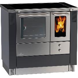 Artikelbild für LOHBERGER Festbrennstoffherd LC 75 B Edition schwarz-grau matt inkl. Kochfeld