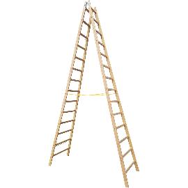 Artikelbild für JUST Holz Stehleiter Sprossen=14 Länge=4,36 m mit Gurt