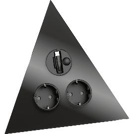 Obrázek produktu pro Zásuvkový prvek Power trojúhelník 2 Schuko + USB výsuv. nabíječka, černý