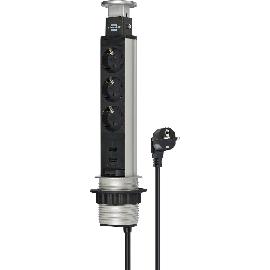 Artikelbild für BRENNENSTUHL Steckdose Tower Power 3xSchuko, USB-A Charger, alufarbig
