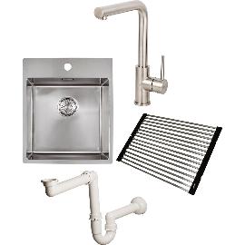 Immagine dell'articolo per SOLIDO set per lavello inox 400 con mensola per rubinetteria