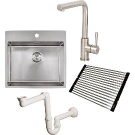 Immagine dell'articolo per SOLIDO set per lavello inox 500 con mensola per rubinetteria