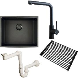 Immagine dell'articolo per Set lavello SOLIDO Granit 500 nero senza piano per rubinetteria